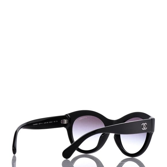 Chanel 5371 Black CC Logo Acetate Butterfly Cat Eye Sunglasses - Picture 4 of 9